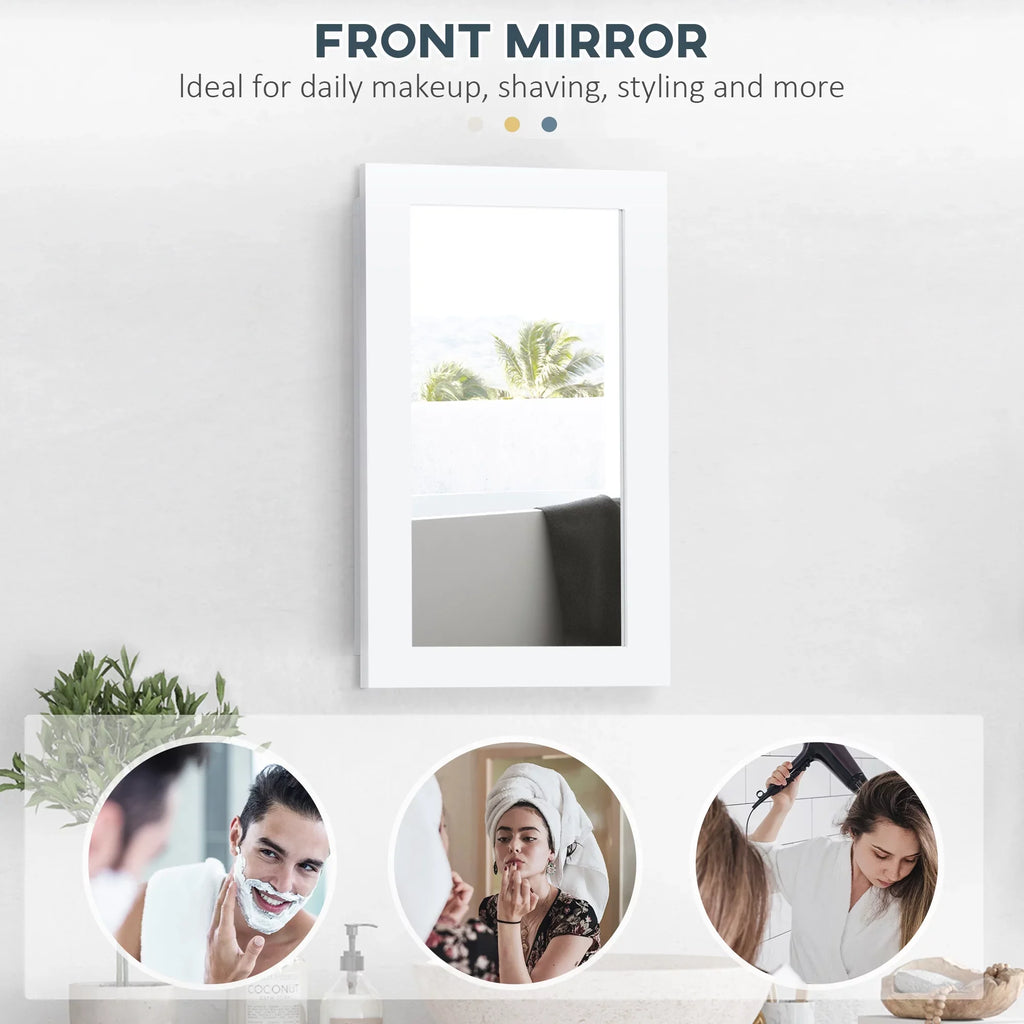 kleankin Bathroom Medicine Cabinet; Wall Mounted Mirror Cabinet; White