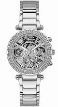 Women's Guess Stainless Steel Skeleton Dial Crystallized Glitz Watch GW0403L1