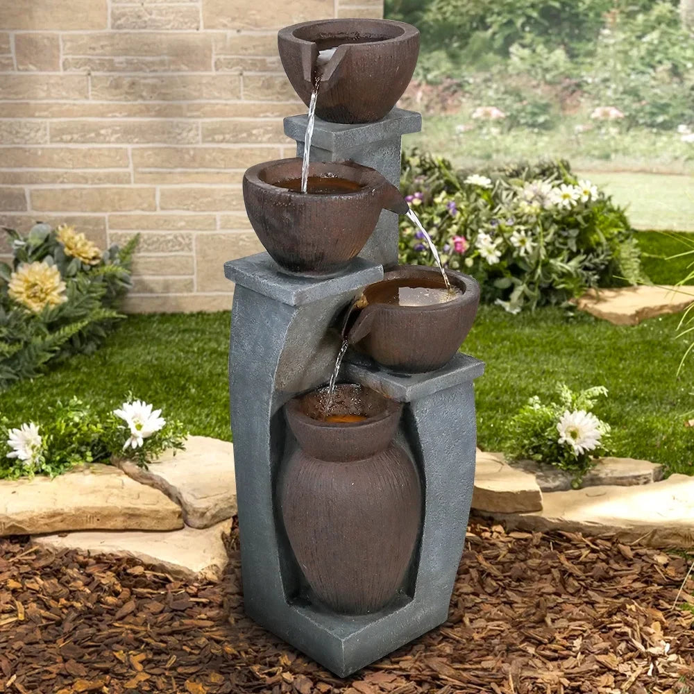 Outdoor Fluid Fountain with LED Lights - 22.0 - Elevate Your Outdoor Ambiance