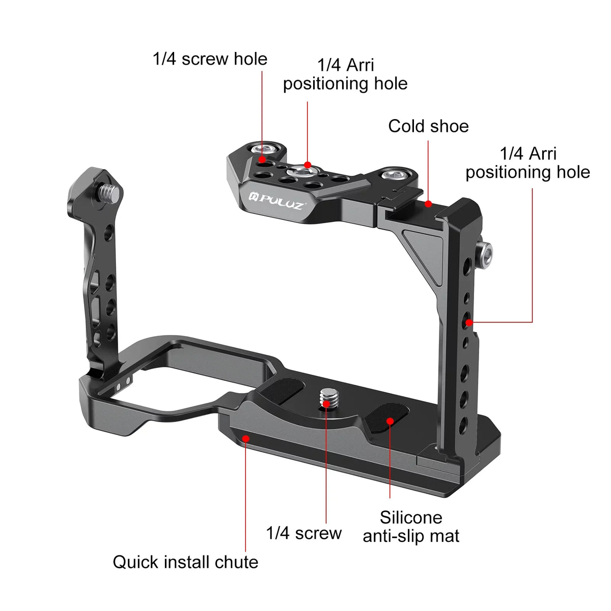 For ILME-FX30 / FX3 PULUZ Metal Camera Cage Stabilizer Rig with NOTA Slider(Black)