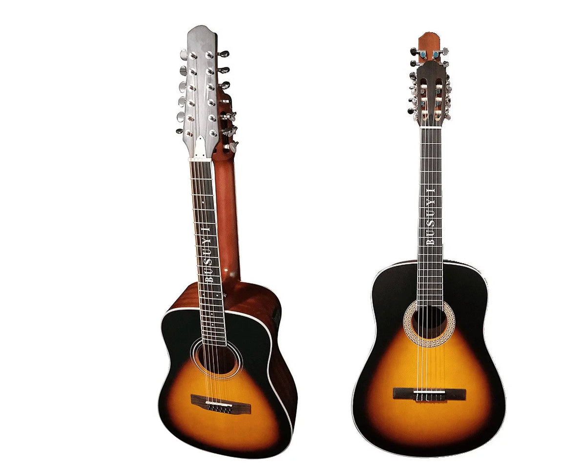 12/6 Strings Acoustic Double Neck; Double Sided Busuyi Guitar 2021 PT Sunset