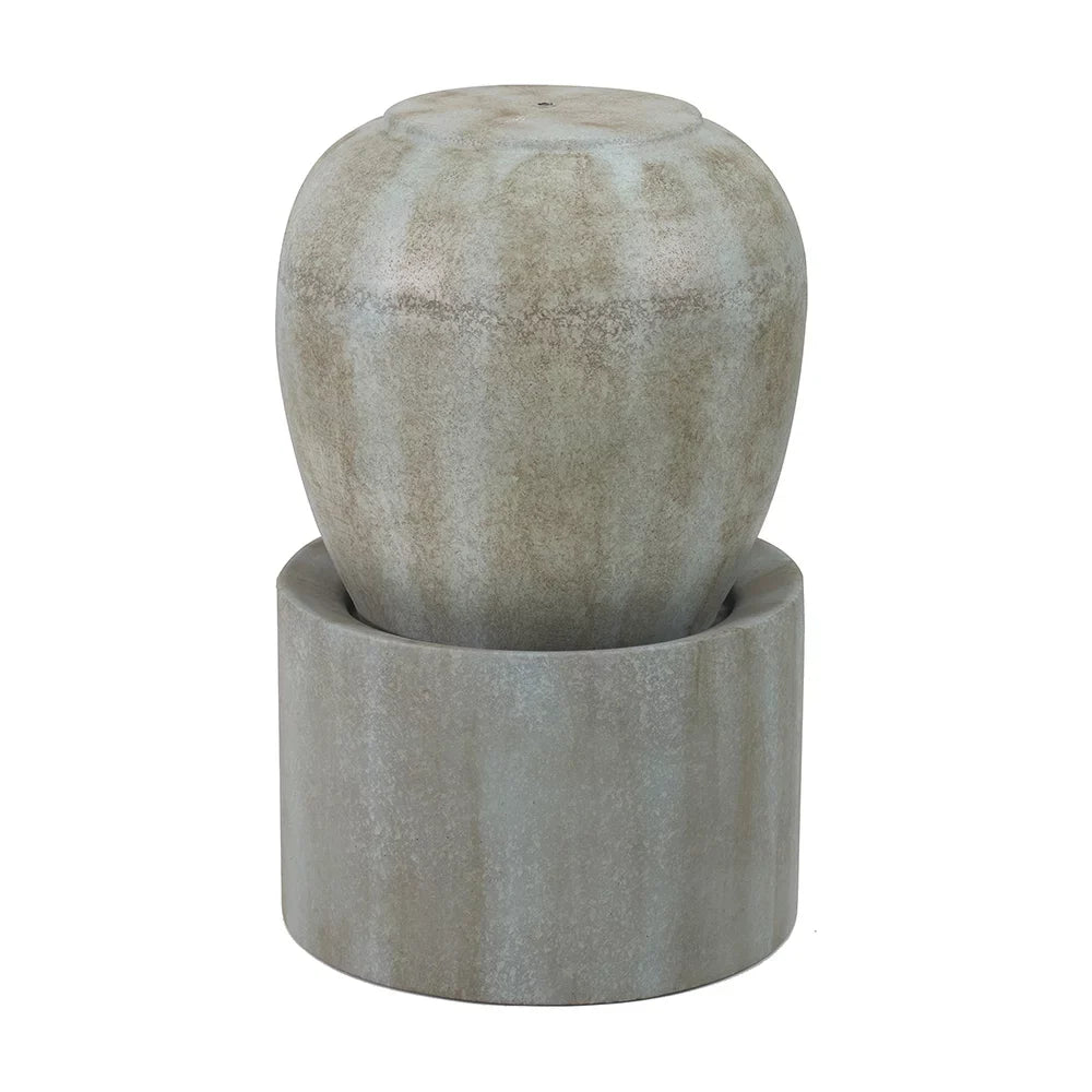 CoSoTower 19.5X19.5X32.5" Heavy Outdoor Cement Fountain Antique Blue, Cute Unique Urn Design Fluid Feature for Home Garden, Lawn, Deck & Patio