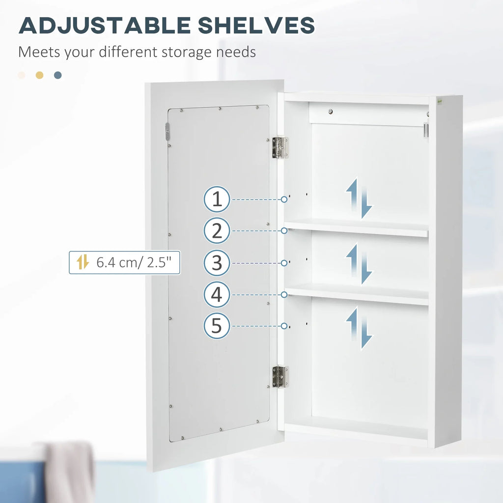 kleankin Bathroom Medicine Cabinet; Wall Mounted Mirror Cabinet; White