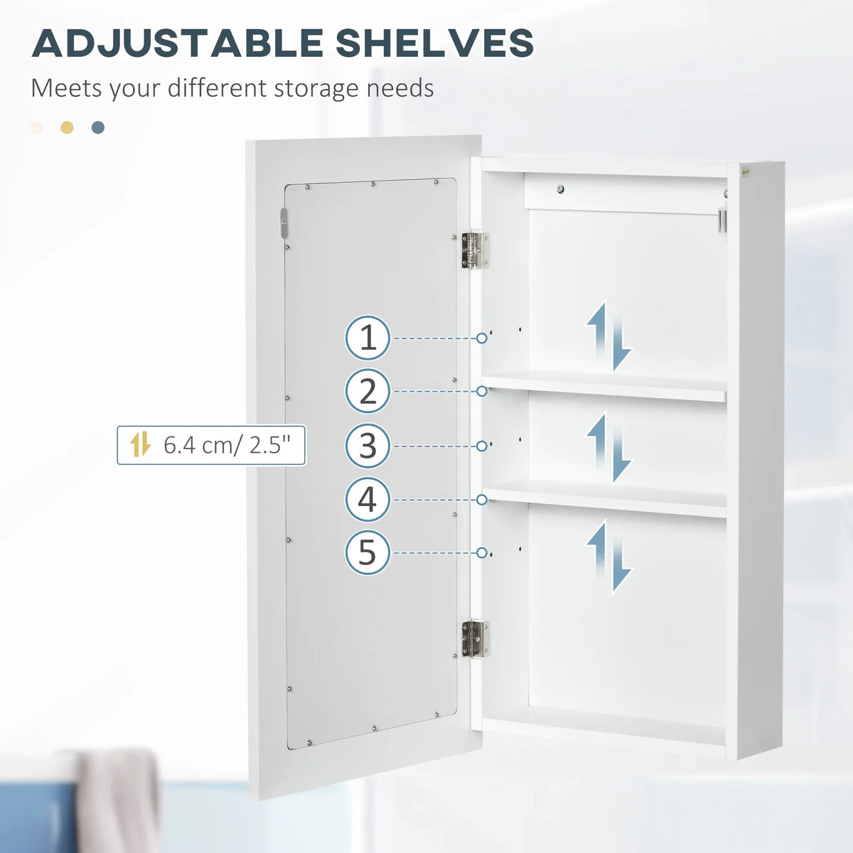 kleankin Bathroom Medicine Cabinet; Wall Mounted Mirror Cabinet; White