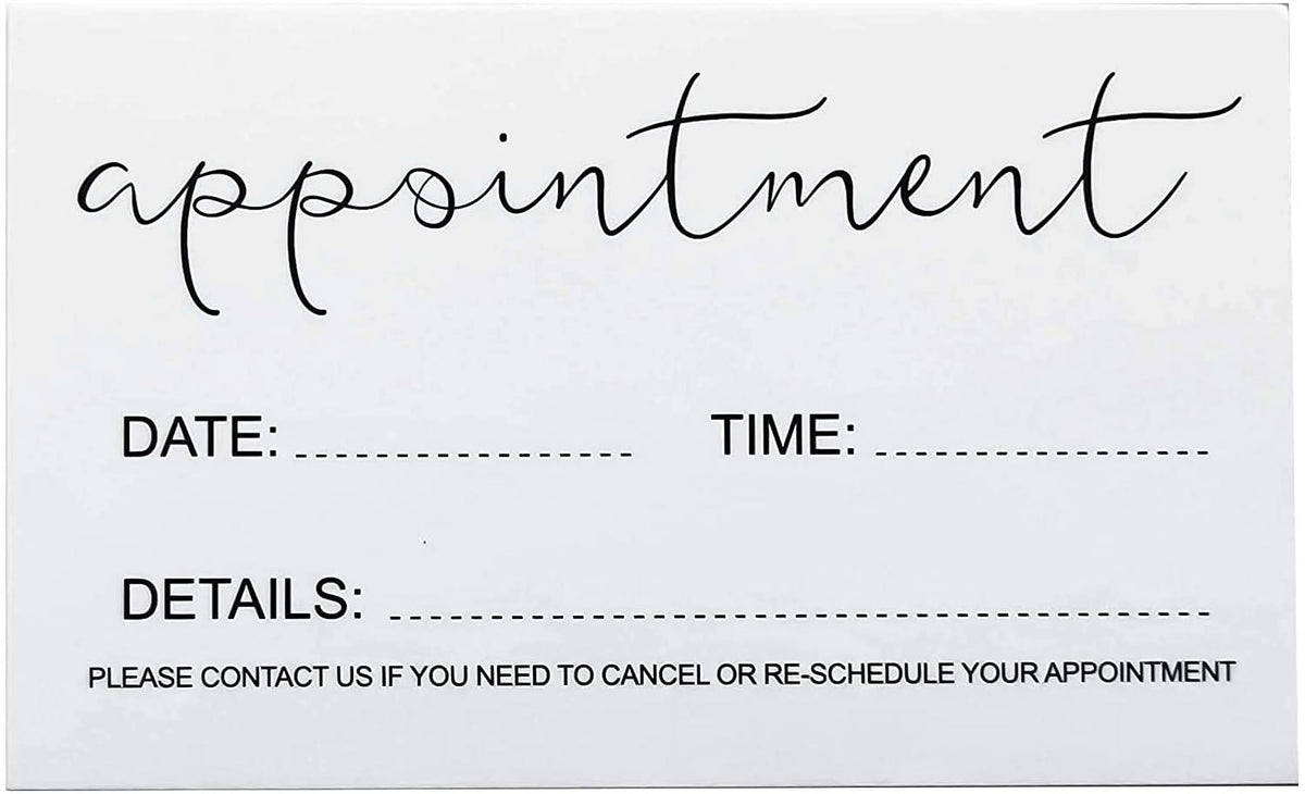 RXBC2011 Appointment Reminder Cards (Pack of 100) for Beauty Makeup Hair Nail Salon Barber Shop Restaurants Therapist Pack of 100