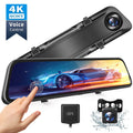 4K 12" Mirror Dash Cam - Vantop H612T Front & Rear View Dual Dash Camera, IPS Touch Display Voice Control Cars Mirror Camera W/Night Vision Parking Monitor