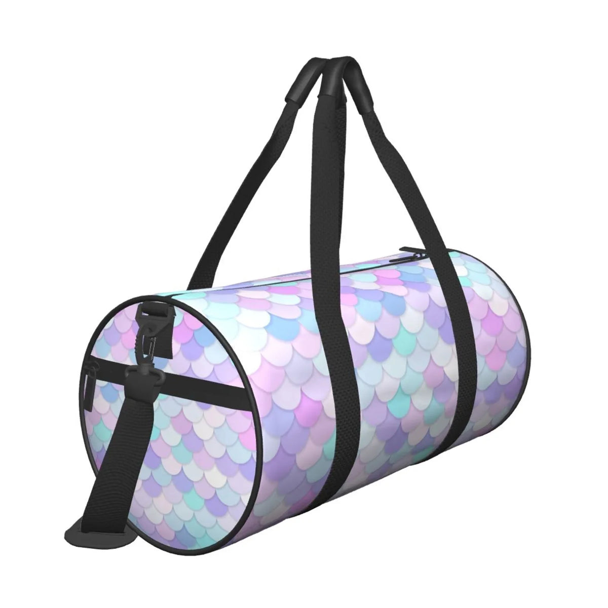 Coaee Rainbow Scales Large Capacity Travel Luggage Bag Cylinder Gym Bag Fluid Sports Bag with Pocket and Compartment