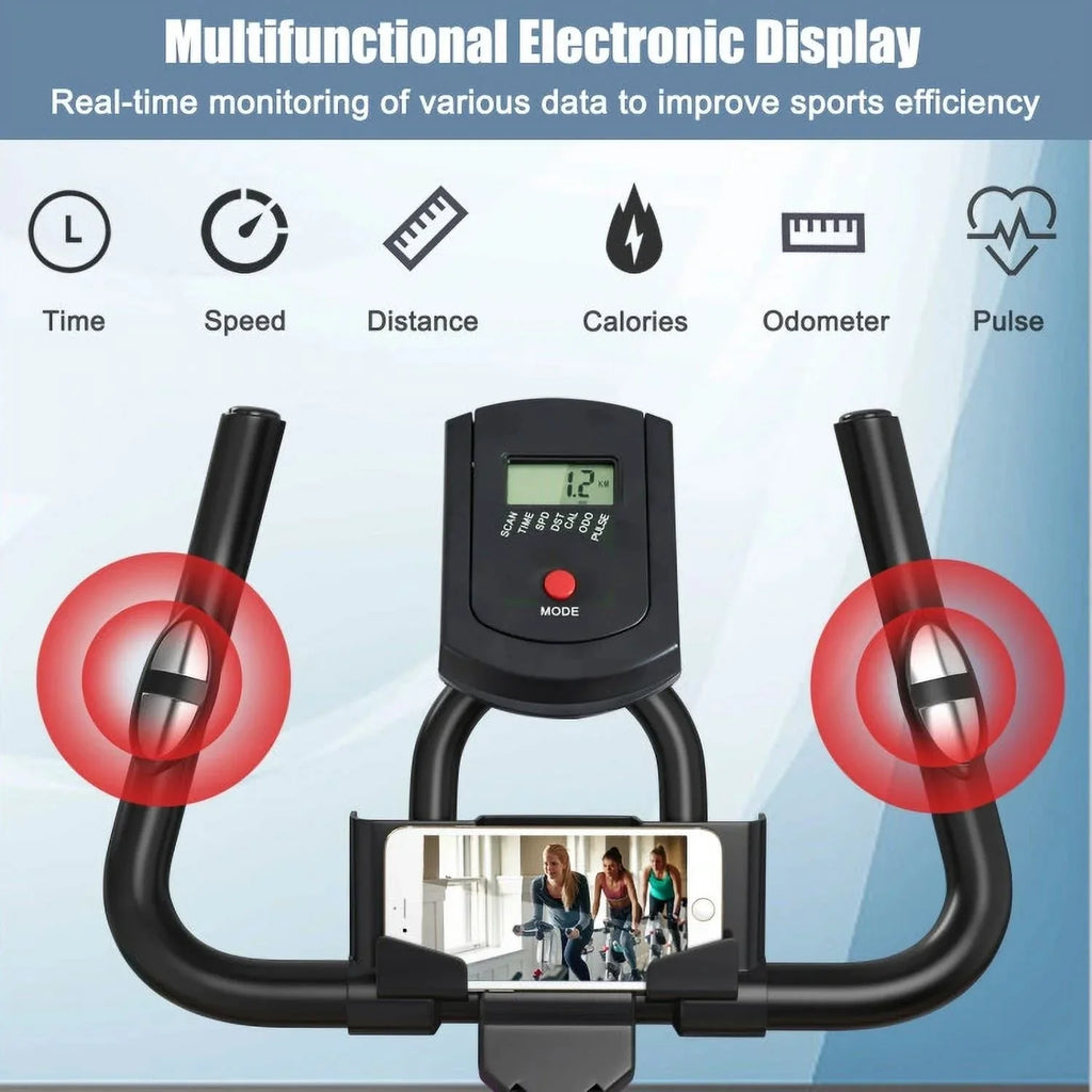 FEIKUQI Exercise Bicycle; Adjustable Resistance Silent Belt Drive; Gym Indoor Stationary Bike; Red