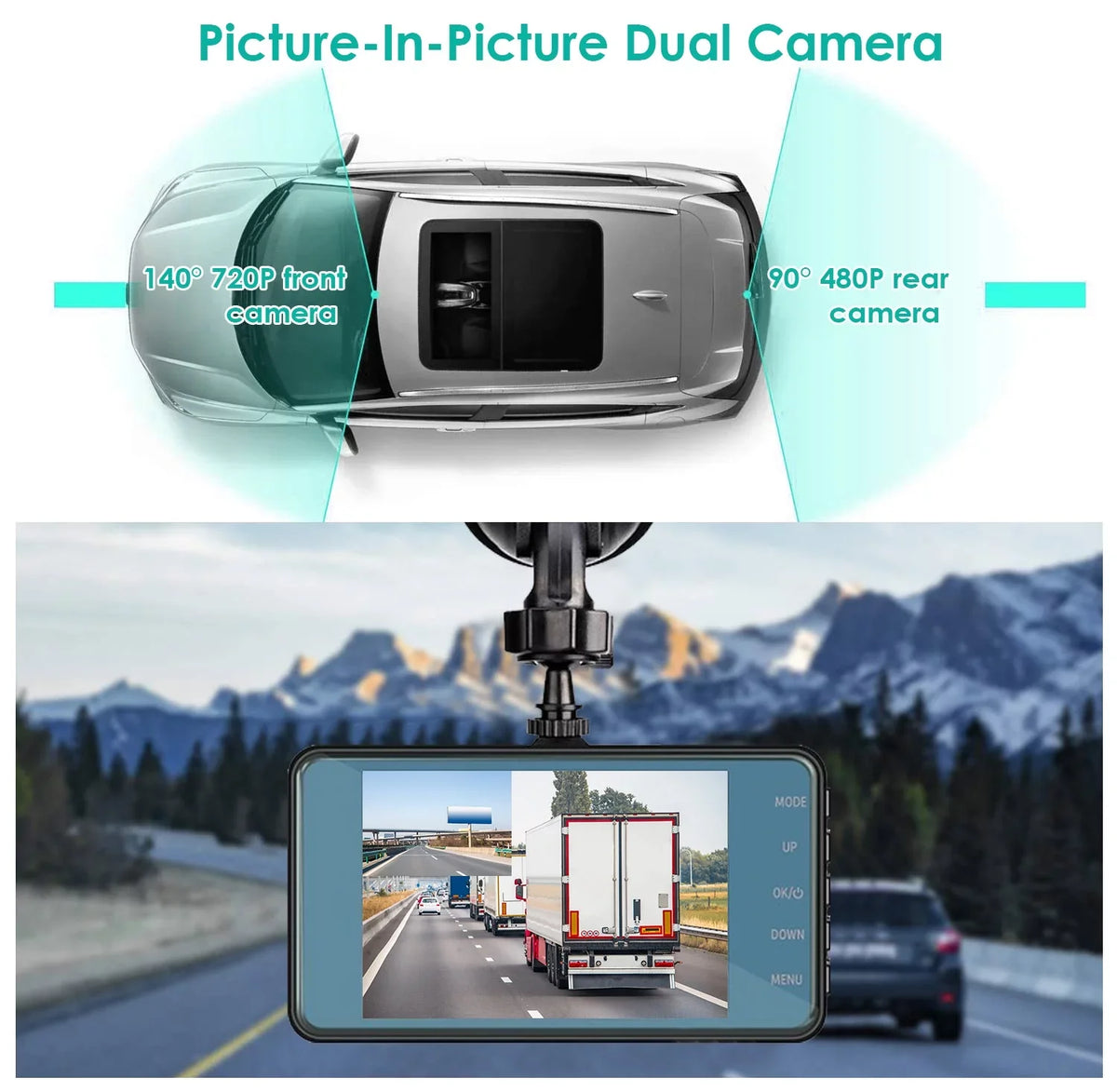 Car Dash Camera, iMounTEK Front and Rear Dual Dash Cam, 170° Super Wide Angle, 4.5inch Display G-Sensor, Parking Monitor, Motion Detection