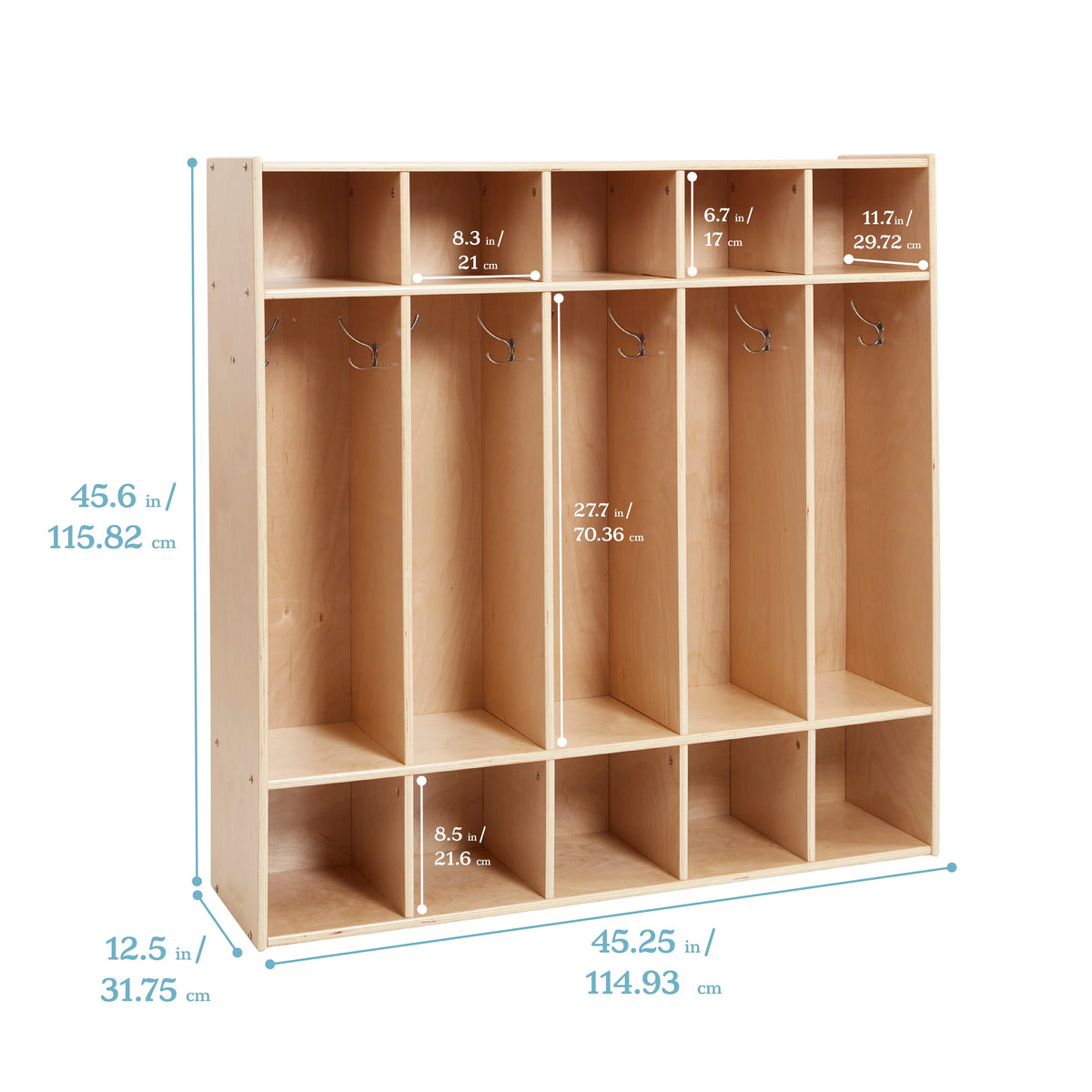 ECR4Kids Streamline 5-Section Coat Locker; Classroom Furniture; Natural