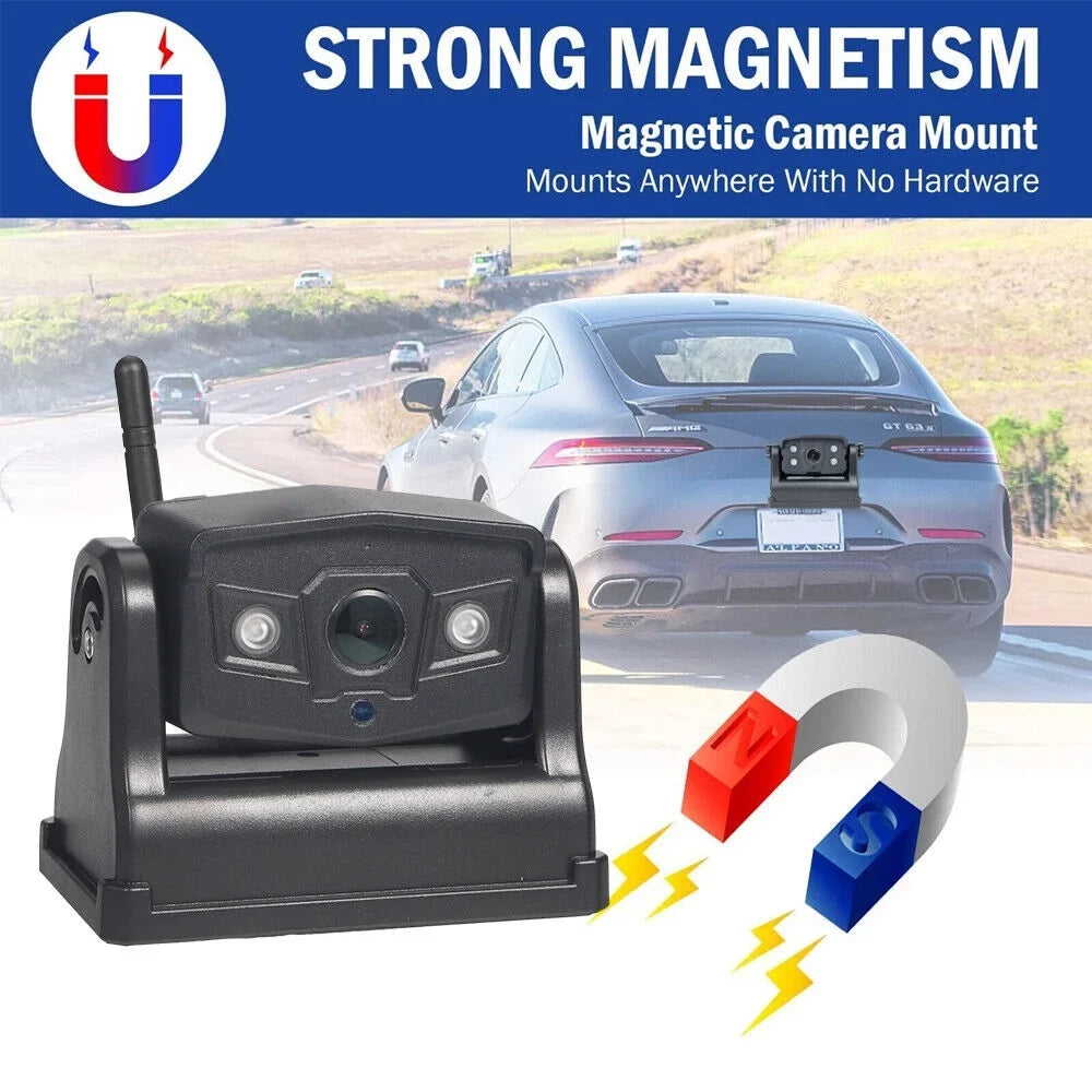 JLLOM Magnetic WiFi Wireless Backup Camera; Front/Rear View Camera 9600mAh Battery