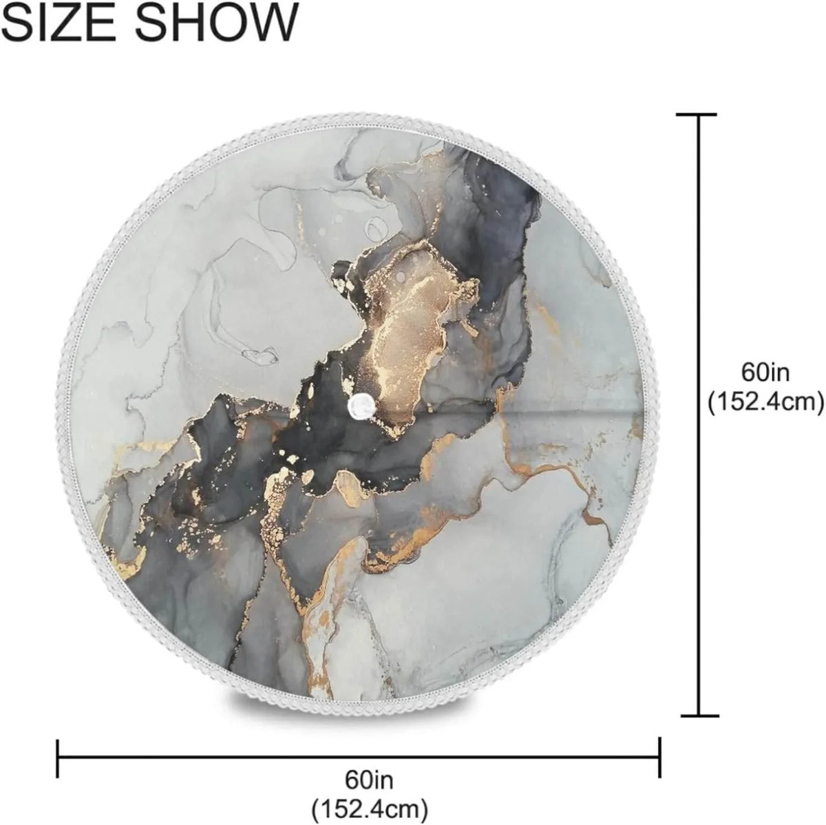 Dreamtimes 60" Natural Luxury Abstract Fluid Art Painting Round Tablecloth Liquid Round Table Cloths with Umbrella Hole and Zipper,Party Patio Table Covers for Outdoor Backyard /BBQ/Picnic