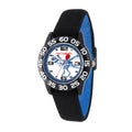 Red Balloon Boys' Black Plastic Time Teacher Watch; Reversible Black and Blue Elastic Nylon Strap; WRB000110