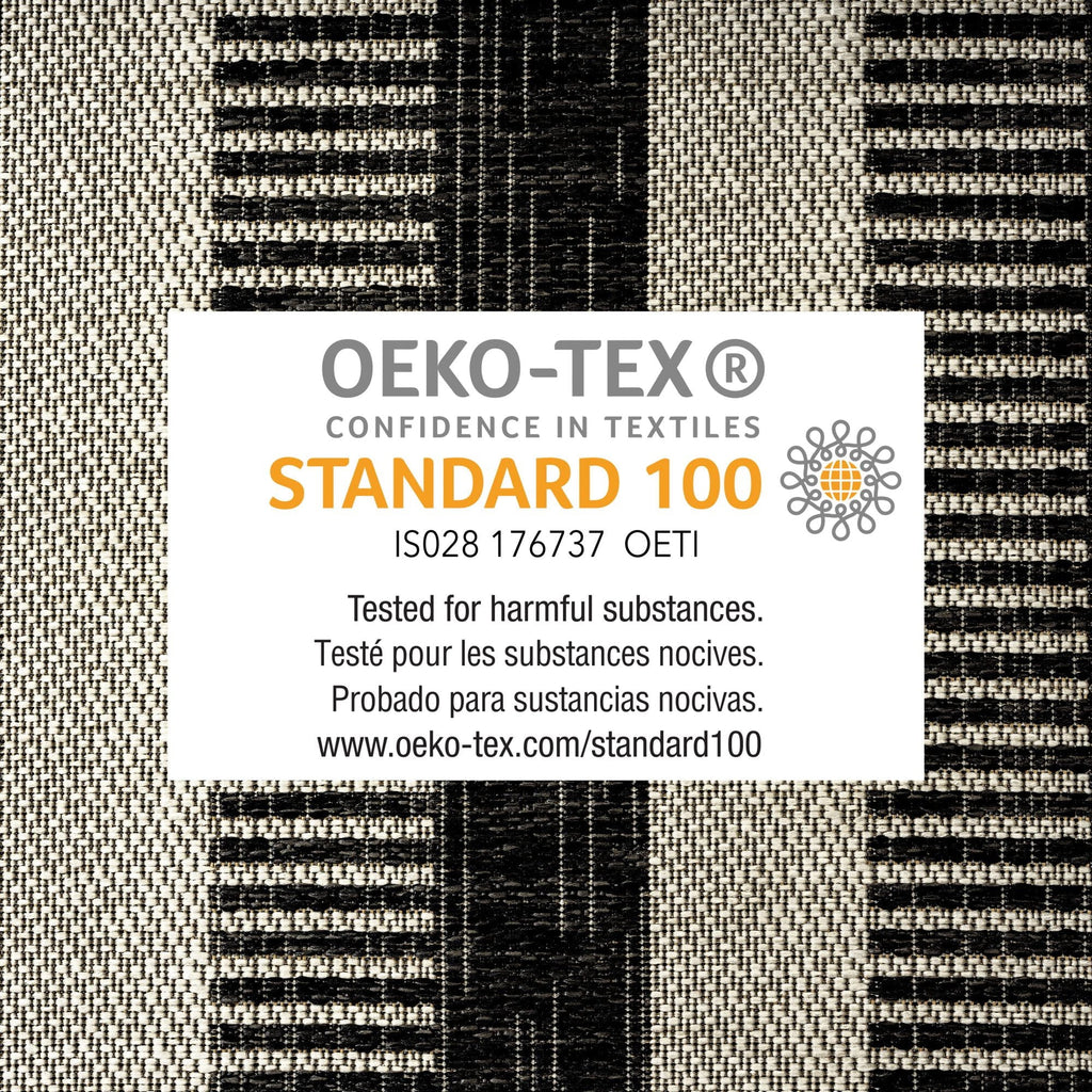 Nicole Miller New York Patio Country Charlotte Modern Striped Indoor/Outdoor Area Rug, Black/Grey, 5'2"x7'2"