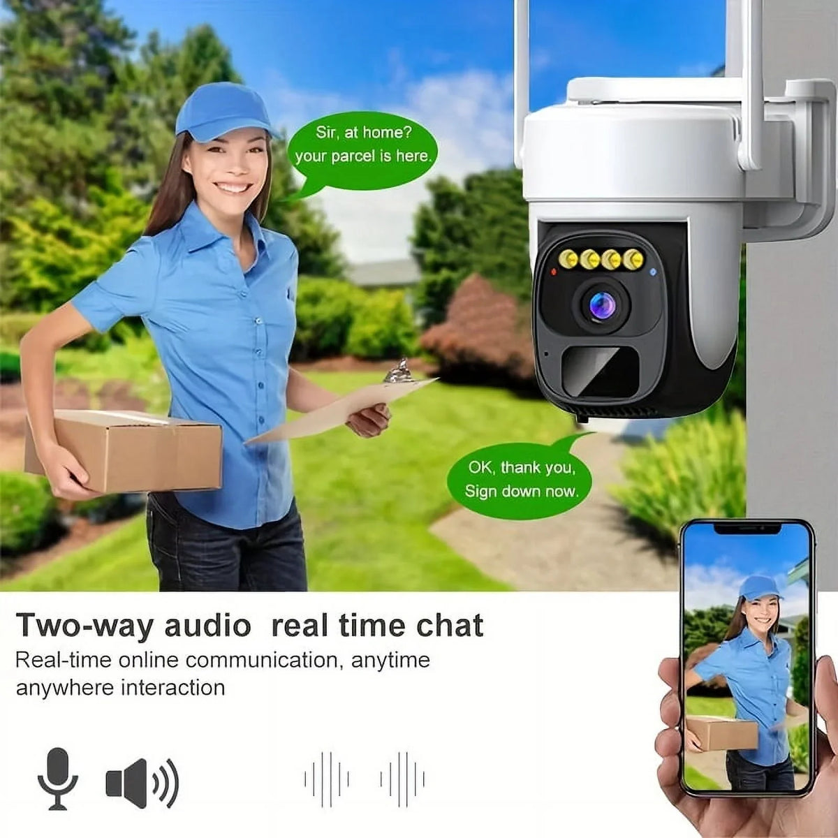 2K Pan Tilt 360° Solar-Powered Outdoor Wireless Security Camera with 3MP Color Night Vision, 2-Way Talk, Motion Detection, IP66 Liquid - Perfect Gift for Birthdays, Easter, President's Day, Boys &