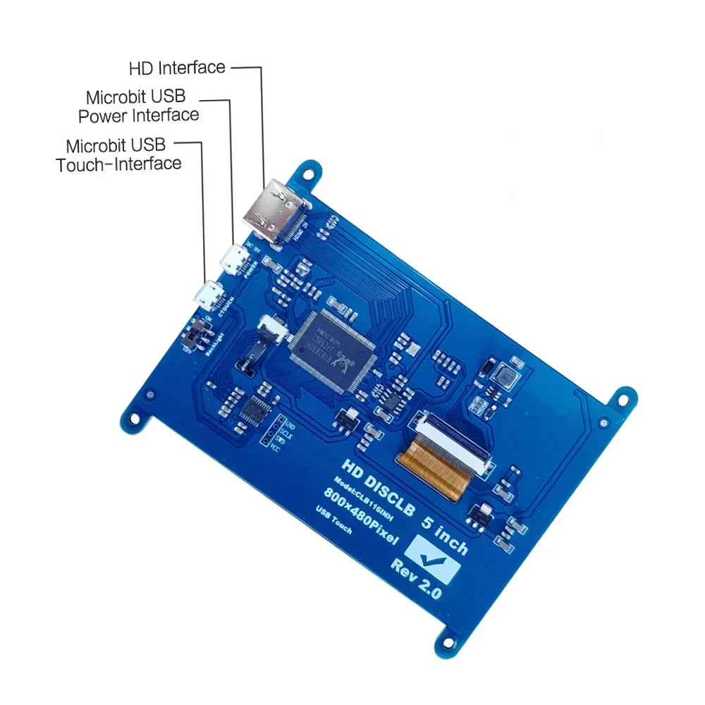 Aibecy 5 InchCapacitive Monitor Display 800*480 Resolution Small Portablewith USBInterface Compatible with Raspberry Pi Educational Tool