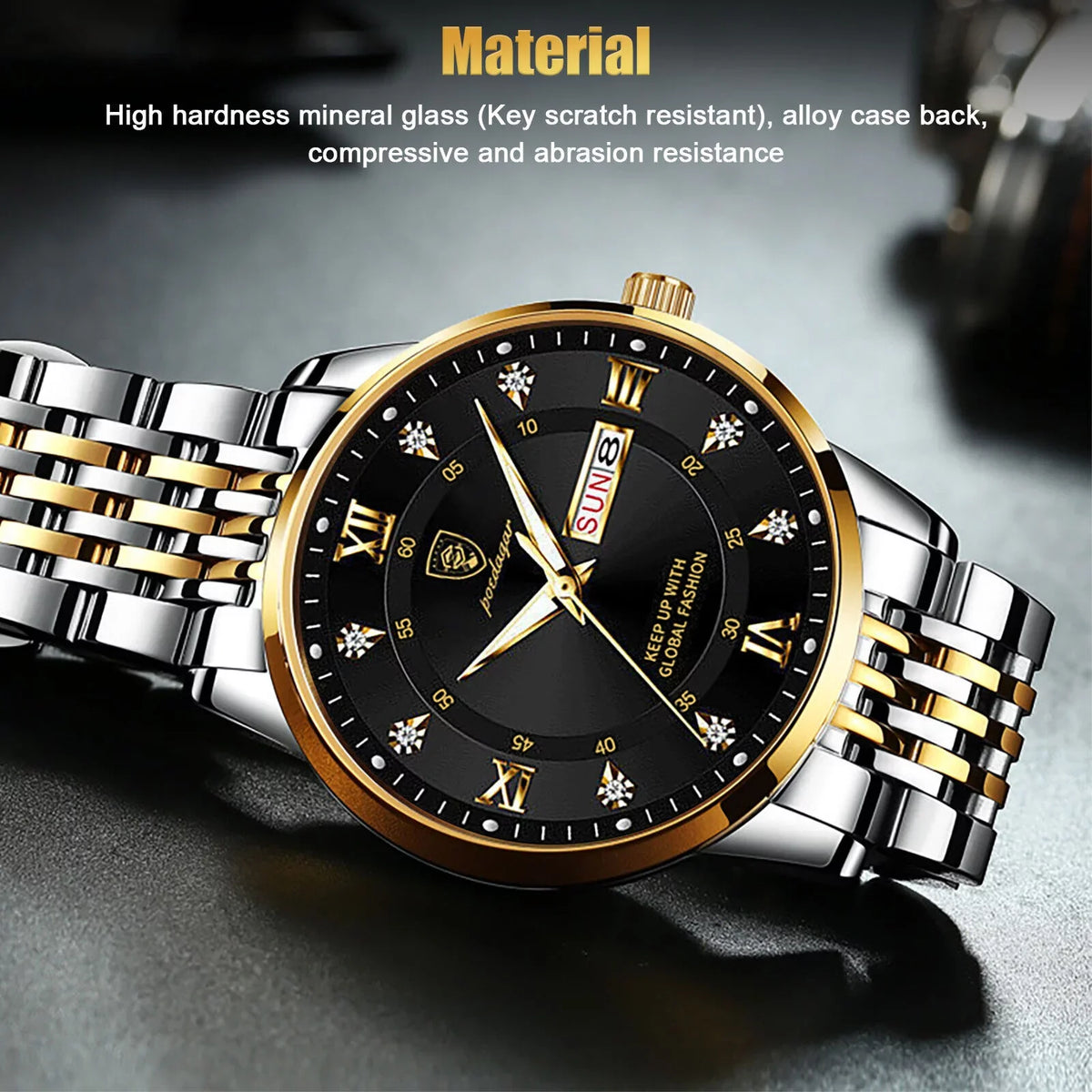 Liquid Men's Watch Classic Relojes De Hombre Stainless Steel Quartz Luminous