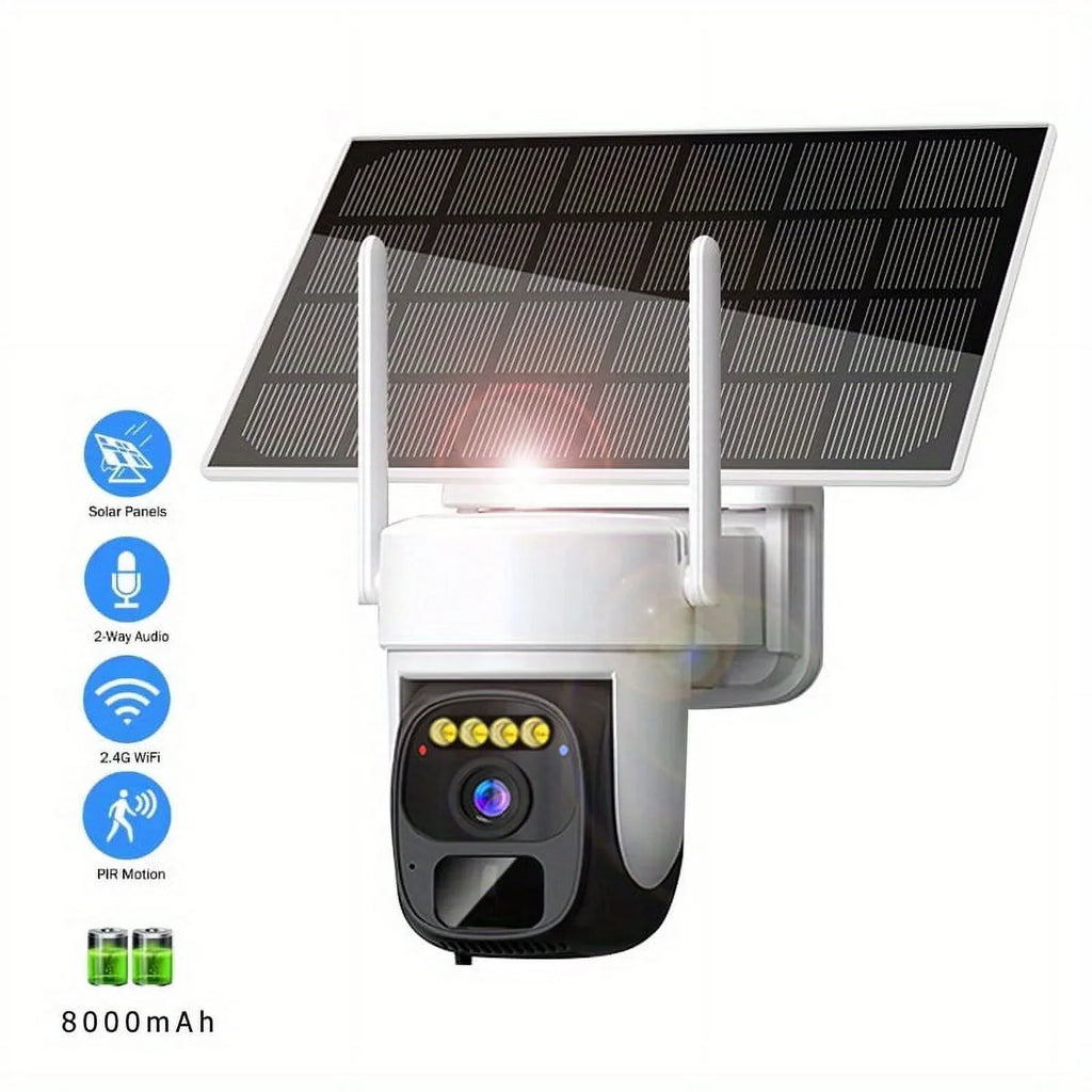 2K Pan Tilt 360° Solar-Powered Outdoor Wireless Security Camera with 3MP Color Night Vision, 2-Way Talk, Motion Detection, IP66 Liquid - Perfect Gift for Birthdays, Easter, President's Day, Boys &