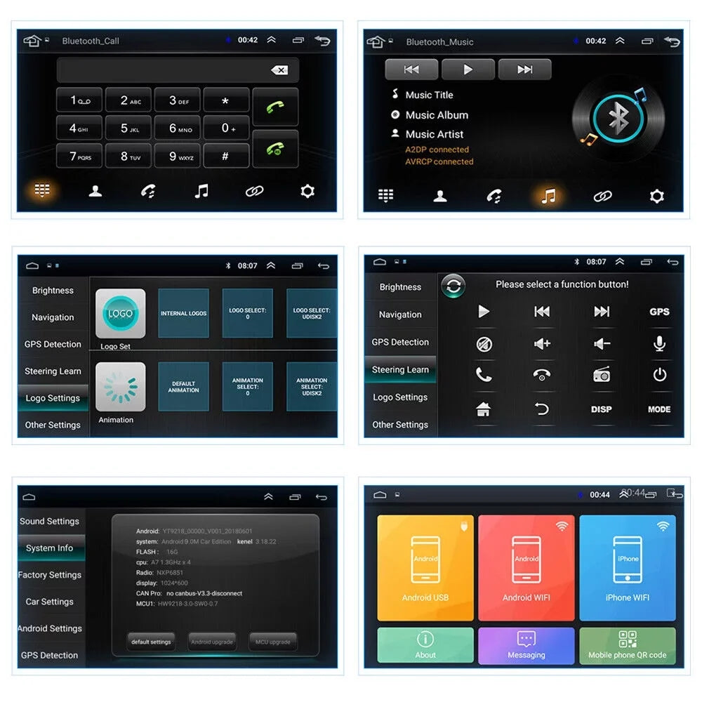 Jahy2Tech 10 Inch On-Board Android 9.1 GPS Wifi Dual Din Touch Monitor Player Navigation