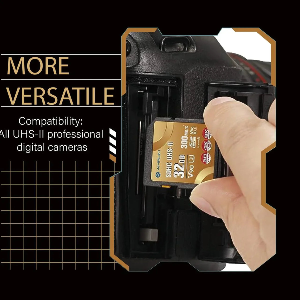 Amplim Extreme High Speed 32GB UHS-II V90 SDXC SD Card for 4K 8K UHD Video Camera Camcorder