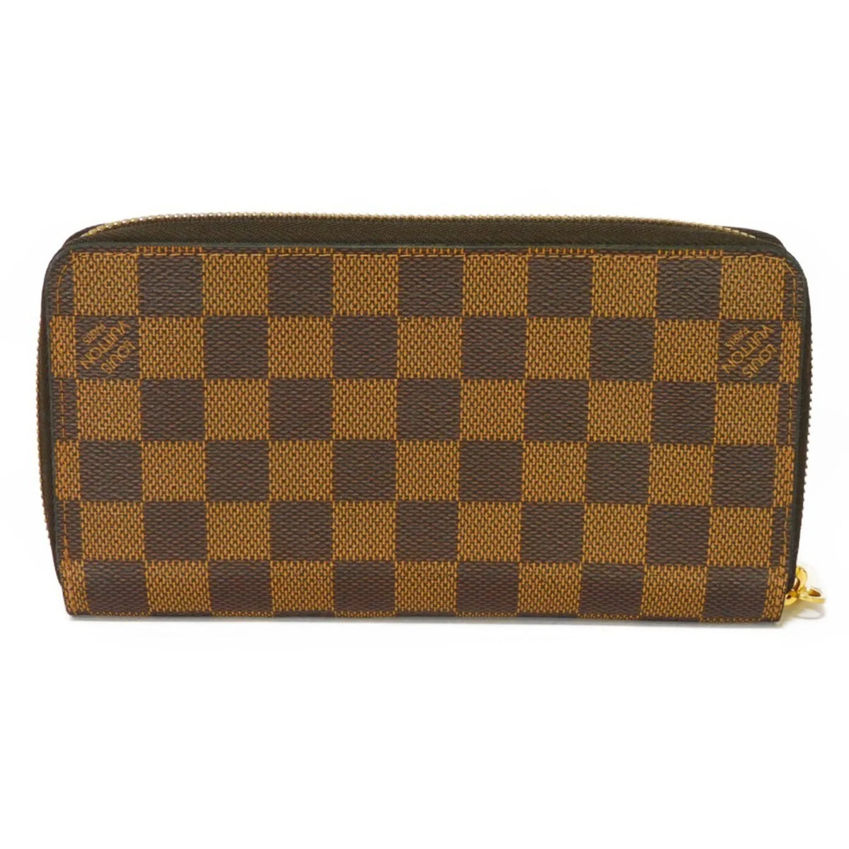 Pre-Owned LOUIS VUITTON Long Wallet Zippy Logo Brown New Round Zipper Checkered Pattern Vuitton Damier Ebene N41661 Men's Women's (Good)