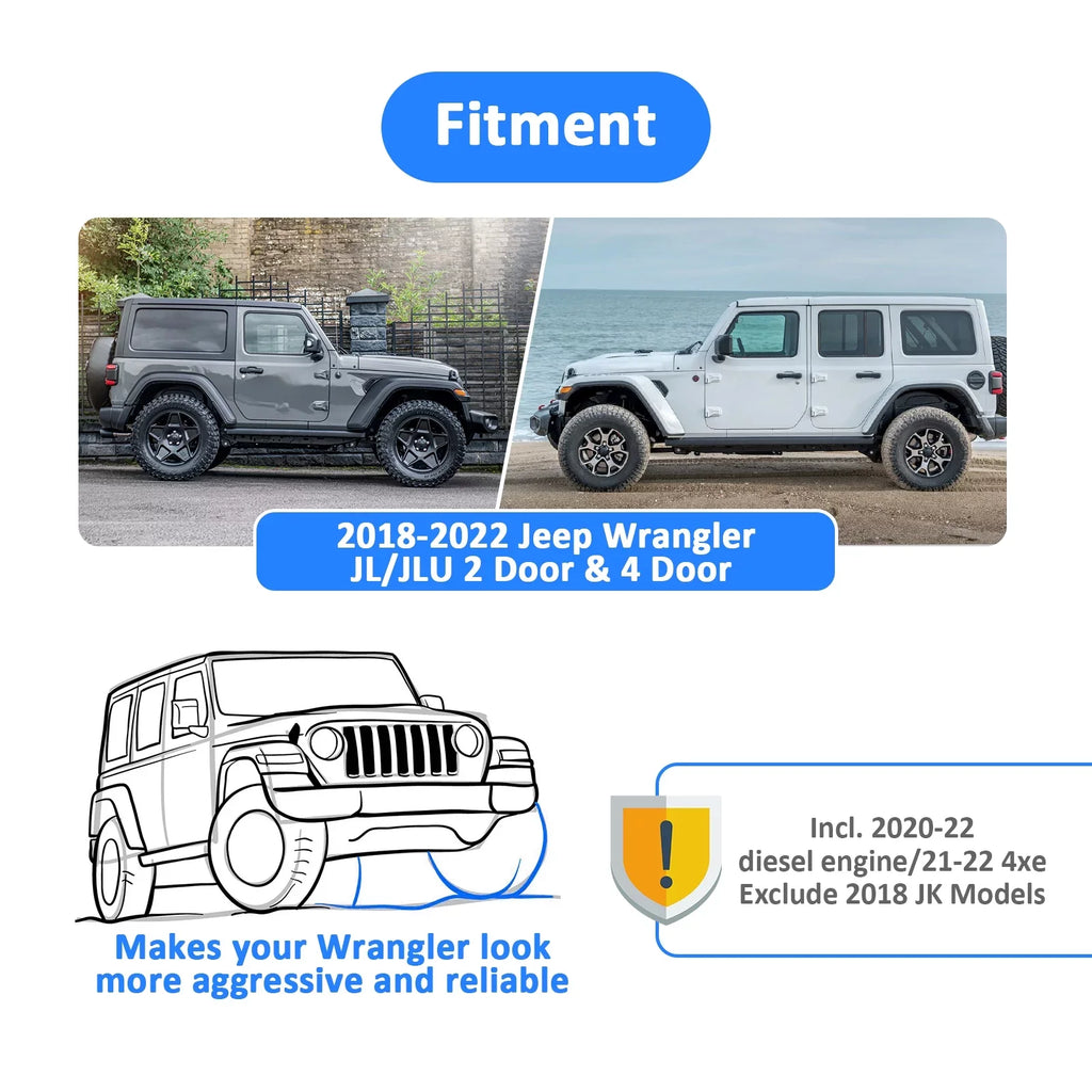 WEISEN - 2" Heavy Duty Rear Receiver Hitch for 2018-2022 Jeep Wrangler JL/JLU
