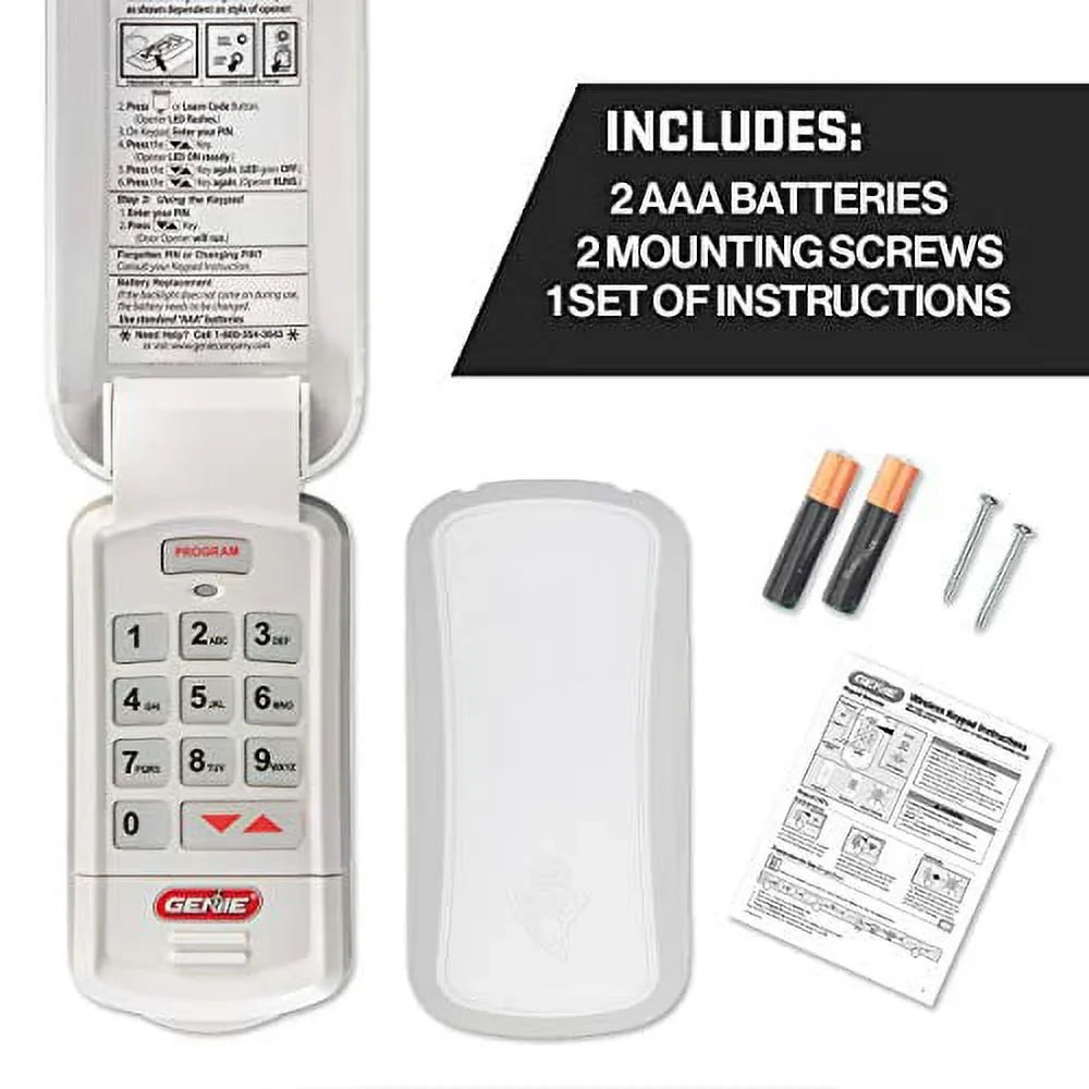 Genie Authentic Chipset GK-R garage door opener wireless keyless keypad - works with all Genie Processor garage door openers, Off-White