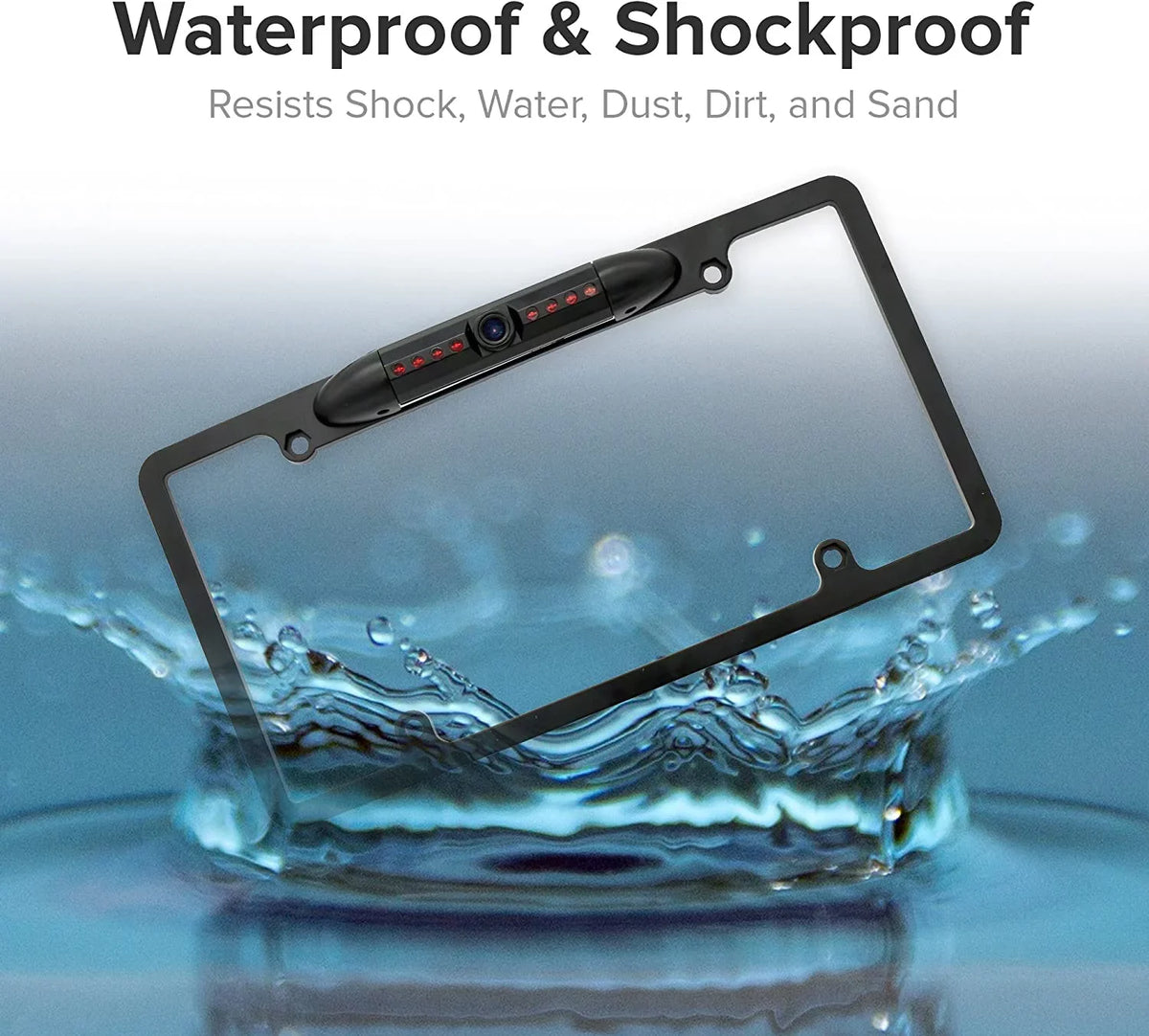 Backup Camera Rearview License Plate Liquid for Kenwood DDX-512 DDX512 Black