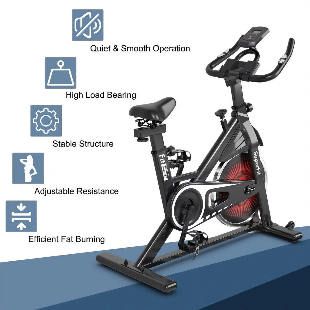 FEIKUQI Exercise Bicycle; Adjustable Resistance Silent Belt Drive; Gym Indoor Stationary Bike; Red