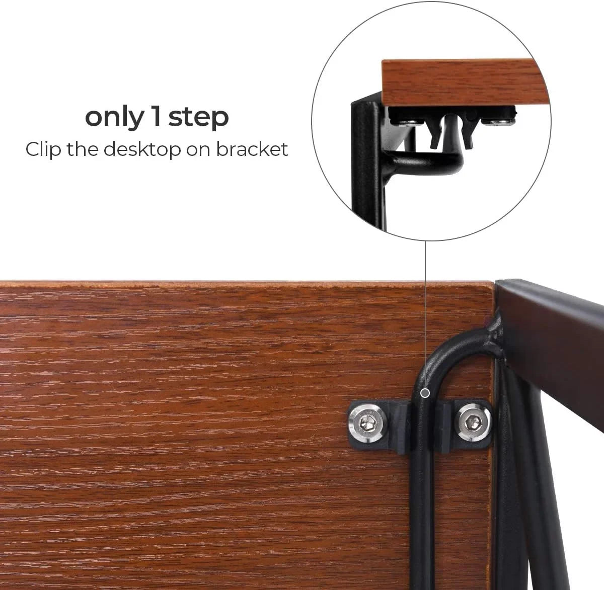 Writing Computer Desk Modern Simple Study Desk Industrial Folding Portable computer Table For Home Office Notebook Desk Walnut Brown Desktop Black Frame…