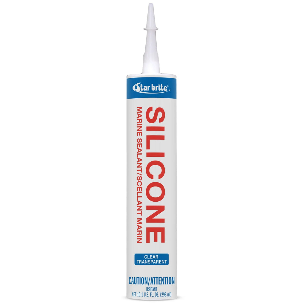 STAR BRITE Marine Silicone Sealant - Clear, 10.1 Oz Cartridge, Liquid Sturdy UV Resistant, for Fiberglass, Metal, Wood, Glass, Ceramic & More (082122)