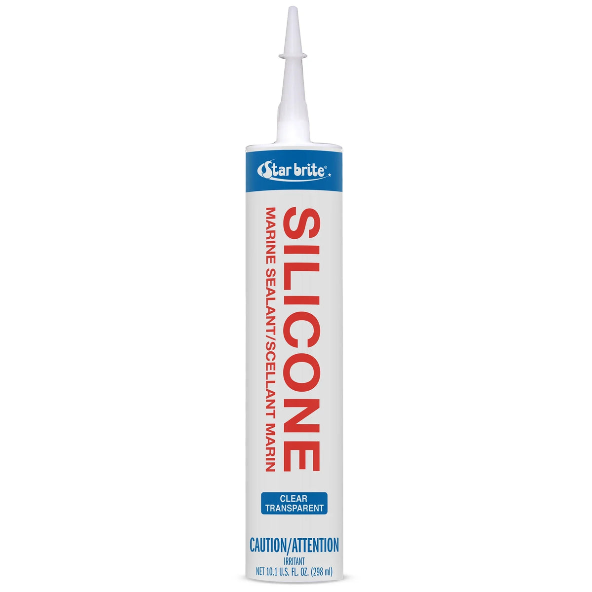 STAR BRITE Marine Silicone Sealant - Clear, 10.1 Oz Cartridge, Liquid Sturdy UV Resistant, for Fiberglass, Metal, Wood, Glass, Ceramic & More (082122)