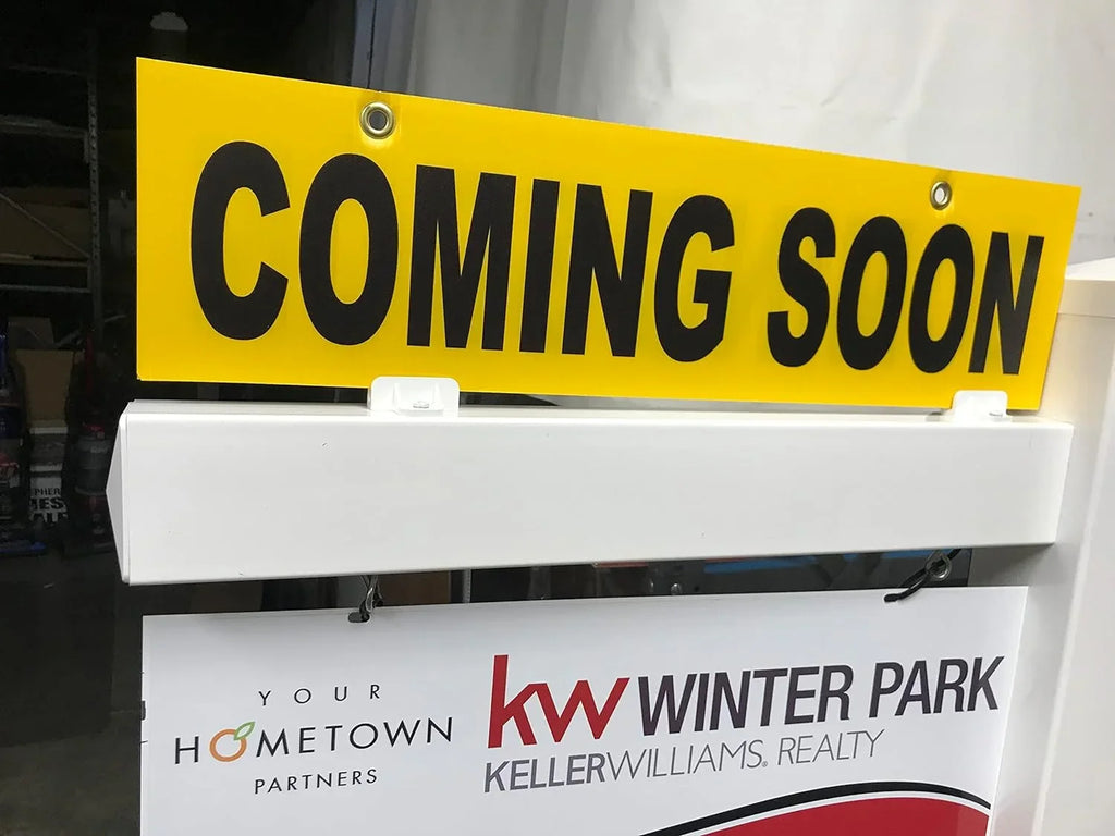 5 Pack COMING SOON Yellow Sign 6” X 24" (COMING SOON) Pre-Printed Double Sides Yellow Corrugated Plastic 4Mm; Sign Board 4Mm; ***Sign ; Metal Sign & Sign Post Not Included; Ship Same D