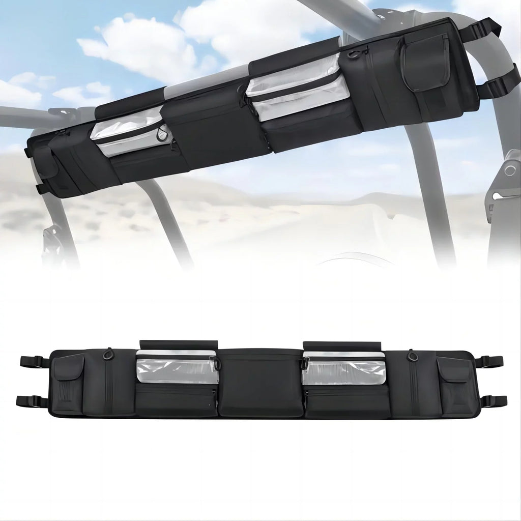 MICTUNING UTV Roll Cage Organizer, Cargo Rear Storage Bag Gear Tool Bag with Multiple Pockets Compatible