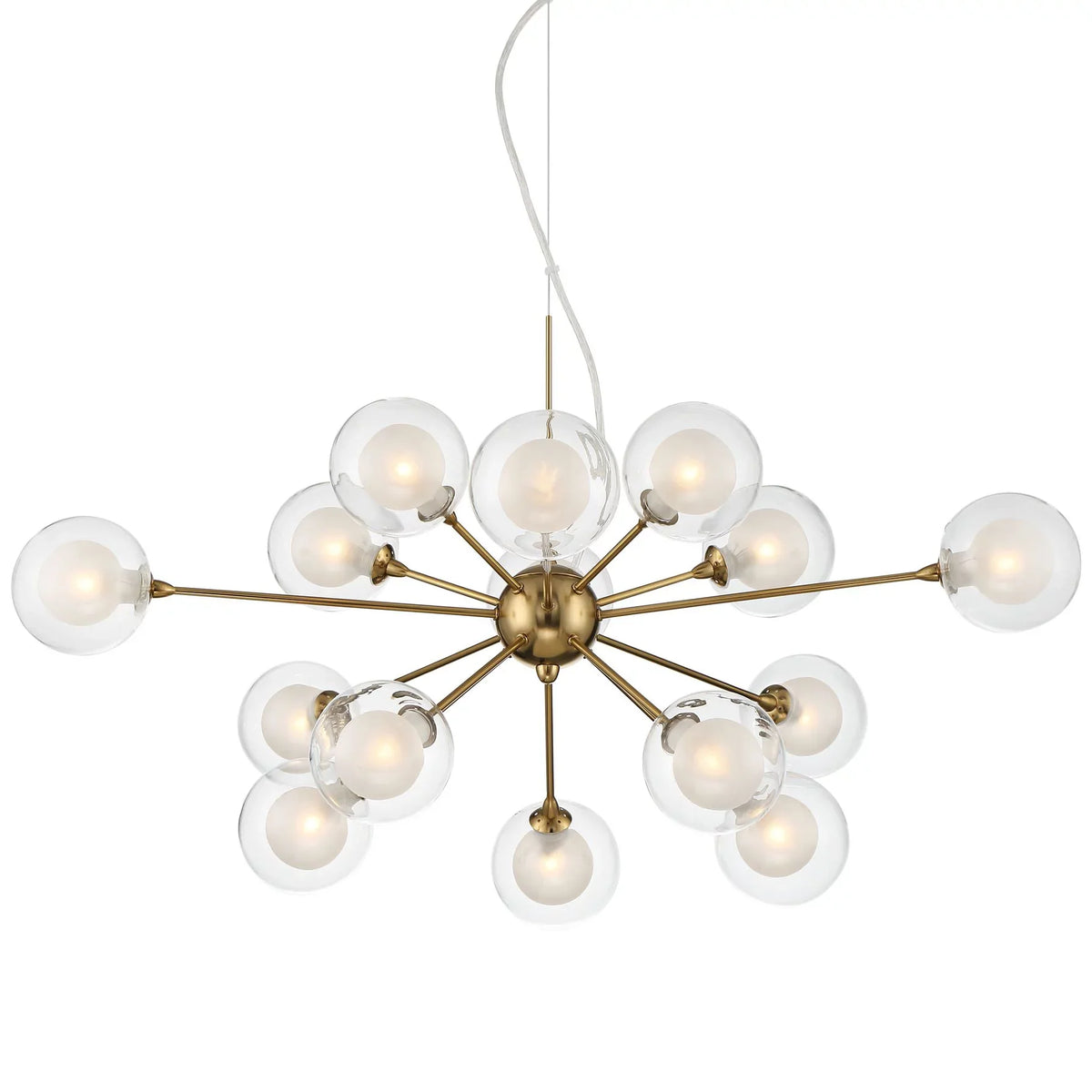 Possini Euro Design Spheres Antique Brass Chandelier 30" Wide Mid Century Modern Sputnik Glass Shade 15-Light Fixture for Dining Room Kitchen Island