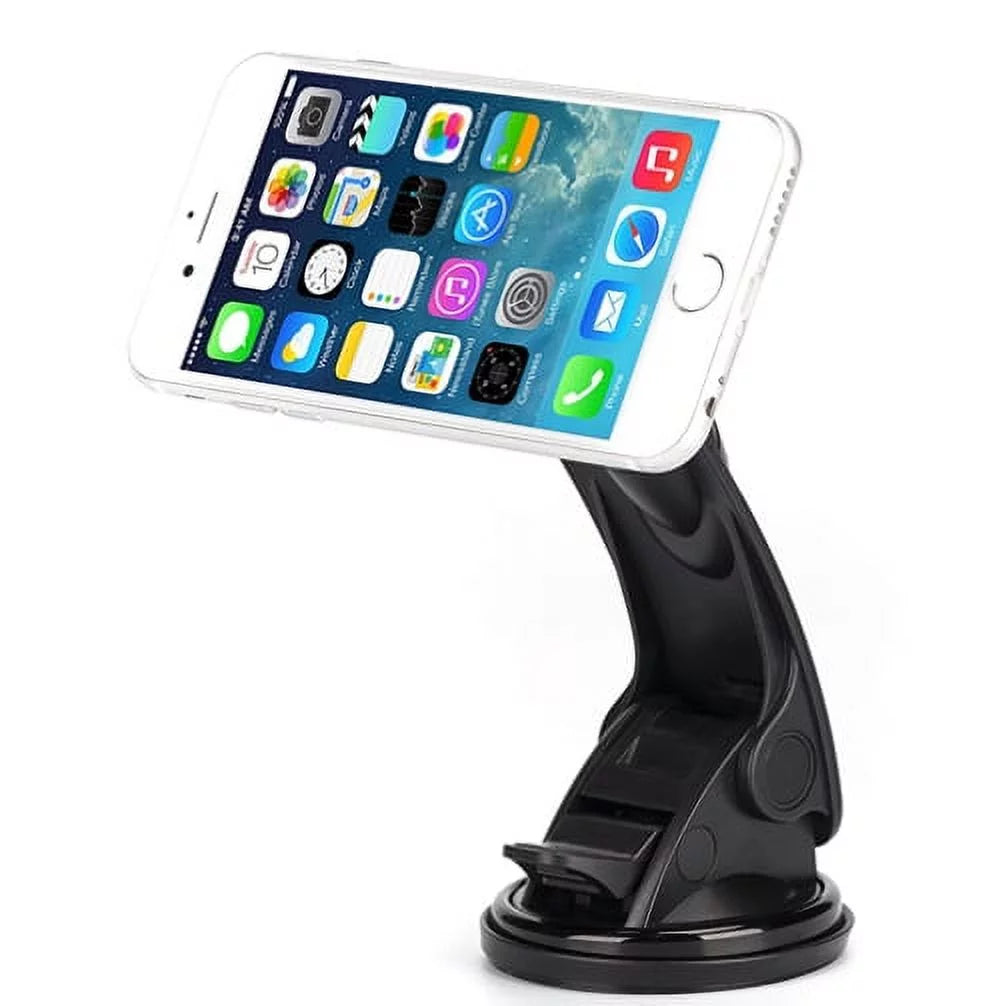Premium Magnetic Car Mount Dash Windshield Holder Window Rotating Dock Stand Strong Grip Adjustable Suction QQP for Galaxy J7 Perx V (2017), Mega 2 Note 2 On5 Prevail LTE S4, S5 Active, Mini