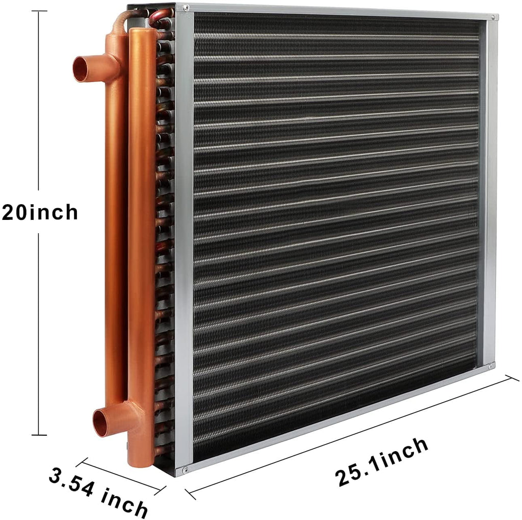 20" x 20" Fluid to Air Heat Exchanger with 1" Alloy Ports Perfectly with Outdoor Furnace Ideal for Residential HVAC System