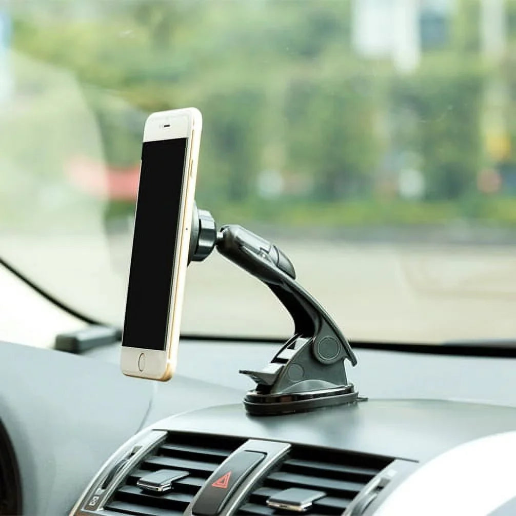 Premium Magnetic Car Mount Dash Windshield Holder Window Rotating Dock Stand Strong Grip Adjustable Suction QQP for Galaxy J7 Perx V (2017), Mega 2 Note 2 On5 Prevail LTE S4, S5 Active, Mini