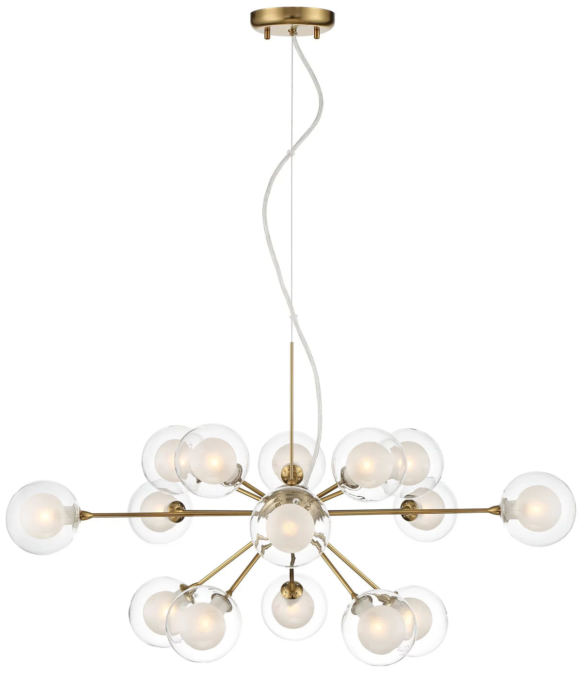 Possini Euro Design Spheres Antique Brass Chandelier 30" Wide Mid Century Modern Sputnik Glass Shade 15-Light Fixture for Dining Room Kitchen Island