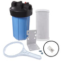 Tier1 5 Micron 10 Inch x 4.5 Inch Carbon Fluid Filter Replacement Cartridge Kit with 10 inch Big PP Housing and Pressure Release (1 inch Inlet/Outlet) | Compatible with EP-BB, Home Liquid Filter