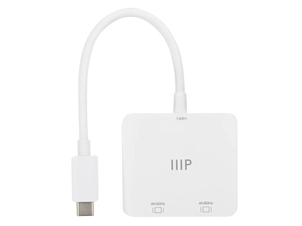 Monoprice USB-C to Dual 4K DisplayPort Adapter (Dual 4K@60Hz) Compatible with Thunderbolt 3 Devices with Windows and MacOS