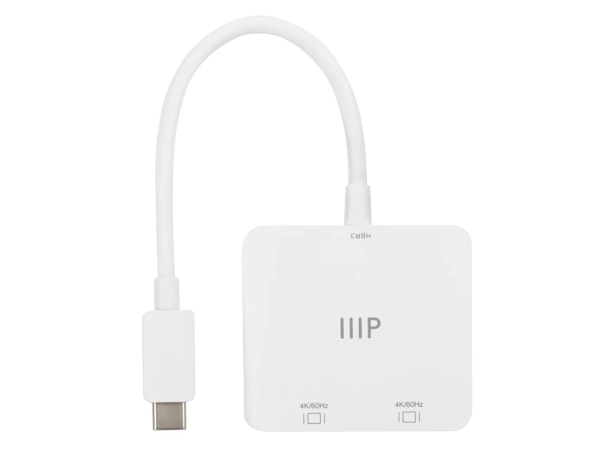 Monoprice USB-C to Dual 4K DisplayPort Adapter (Dual 4K@60Hz) Compatible with Thunderbolt 3 Devices with Windows and MacOS