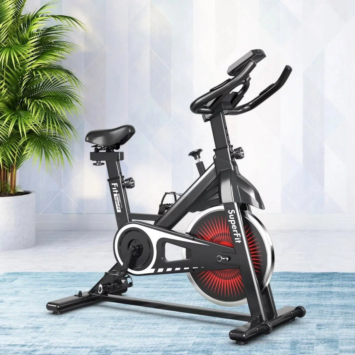 FEIKUQI Exercise Bicycle; Adjustable Resistance Silent Belt Drive; Gym Indoor Stationary Bike; Red