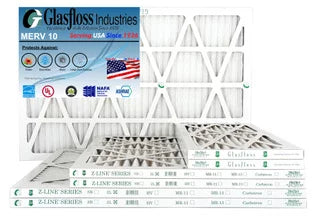 Glasfloss 18x25x1 - MERV 10 -Qty:6 - Furnace Air Filter - Made in USA (Actual Size: 17.5 x 24.5x7/8 inch)