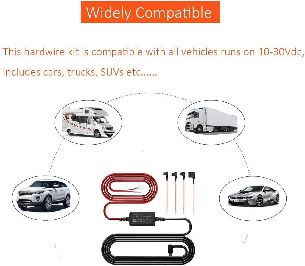 Hardwire Kit with Mini; ACS; ATO; ro2 Add A Circuit Fuse Holders for Dash Camera; USB Type-C Connector;
