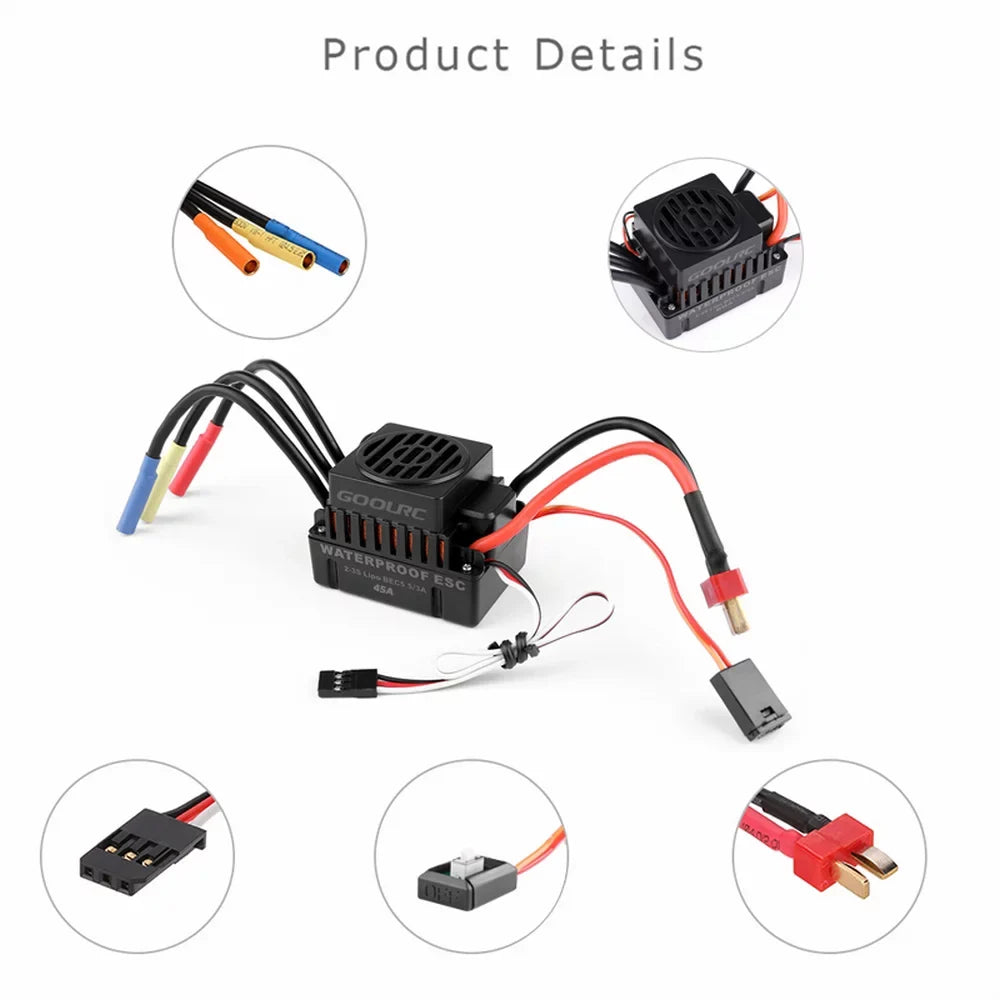 GoolRC Upgrade Fluid F540 4370KV Brushless Motor with 45A ESC Combo Set for 110 Car Truck