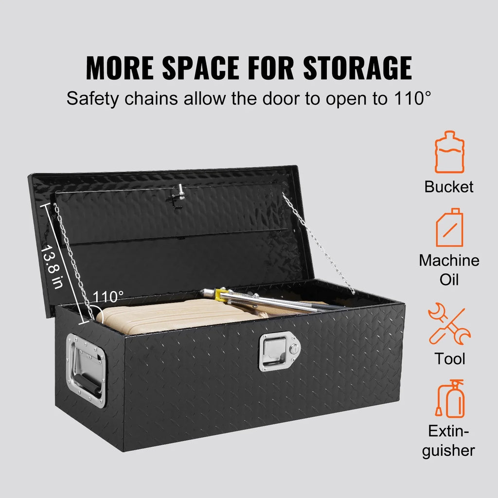 SKYSHALO 30"x13"x9.6" Heavy Duty Aluminum Bar Tool Box for Pickup Truck Bed