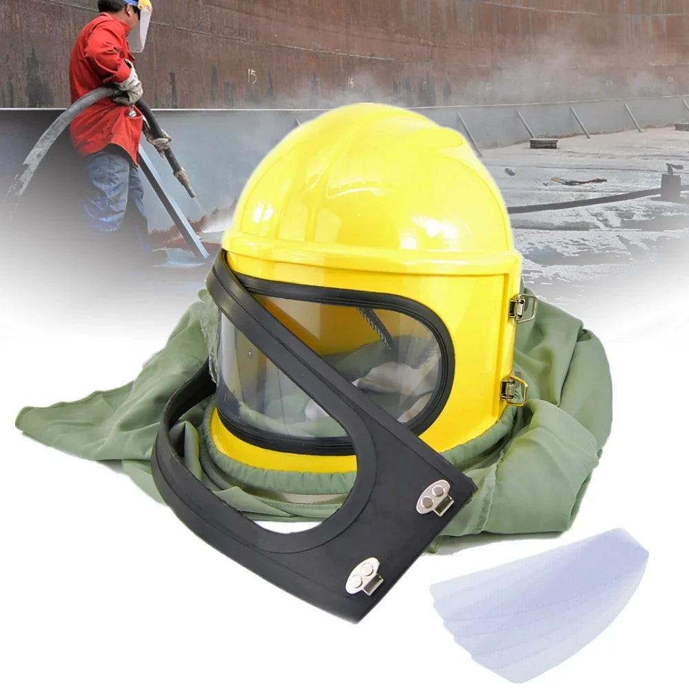 AIR FED Supplied Safety Sandblast Helmet Sand Blast Hood Protector Yellow