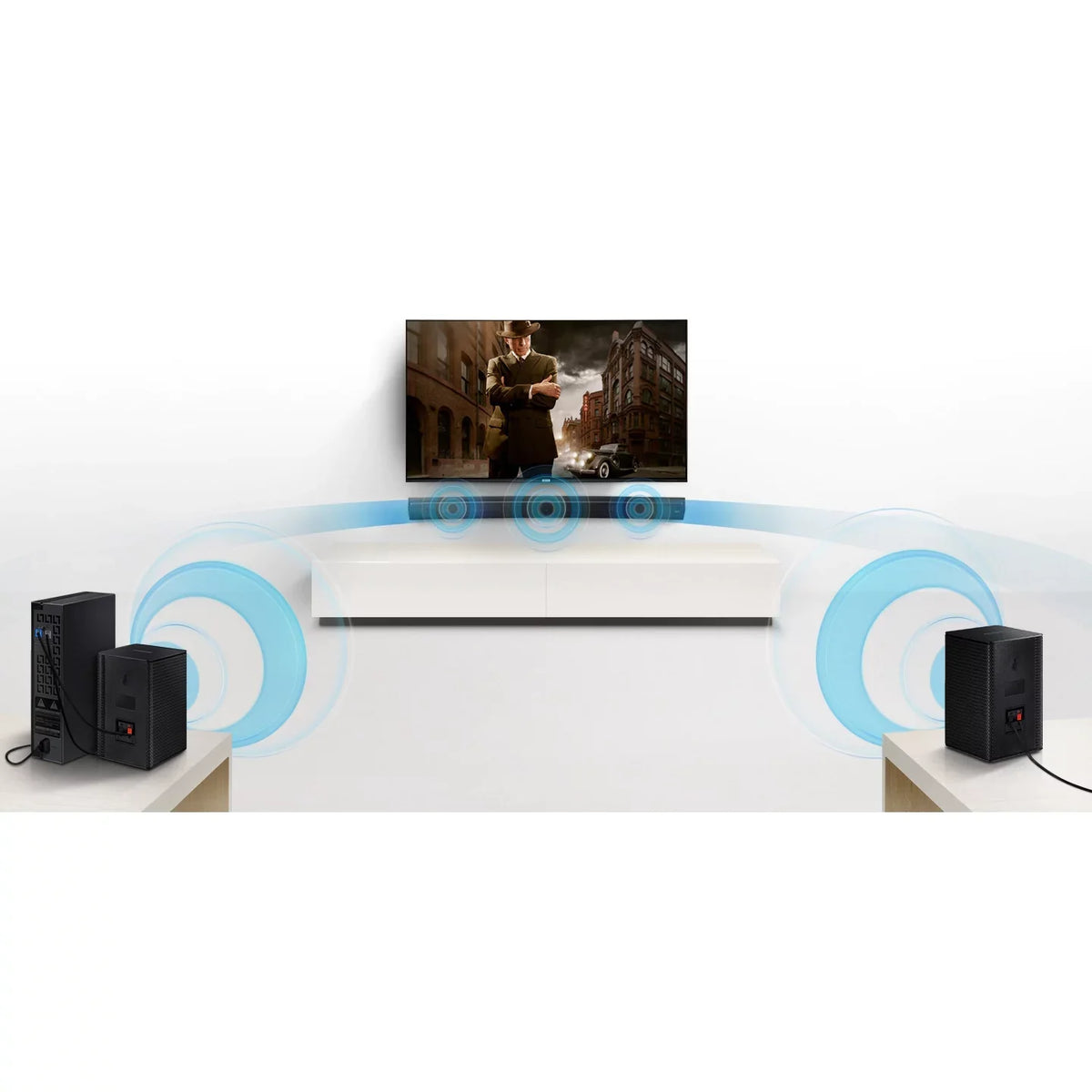 SWA-9100S Wireless Rear Speaker Kit 2.0ch SWA-9100S/ZA for Soundbar Surround Sound Home Theater Expansion Bundle with Deco Gear Pack of 3 Wall Mount Shelf Stands