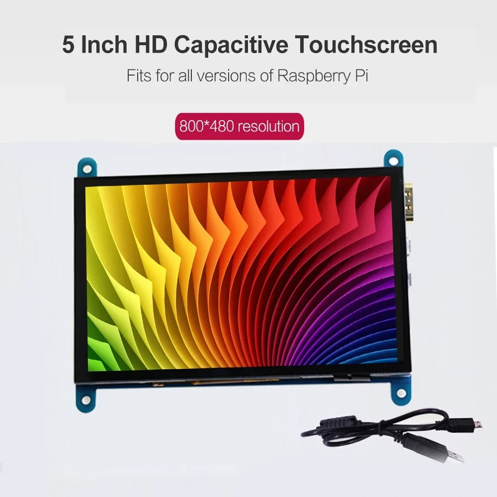 Aibecy 5 InchCapacitive Monitor Display 800*480 Resolution Small Portablewith USBInterface Compatible with Raspberry Pi Educational Tool